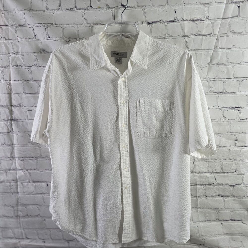 Sun River Clothing Co Men's XL White Short‎ Sleeve Beach Shirt